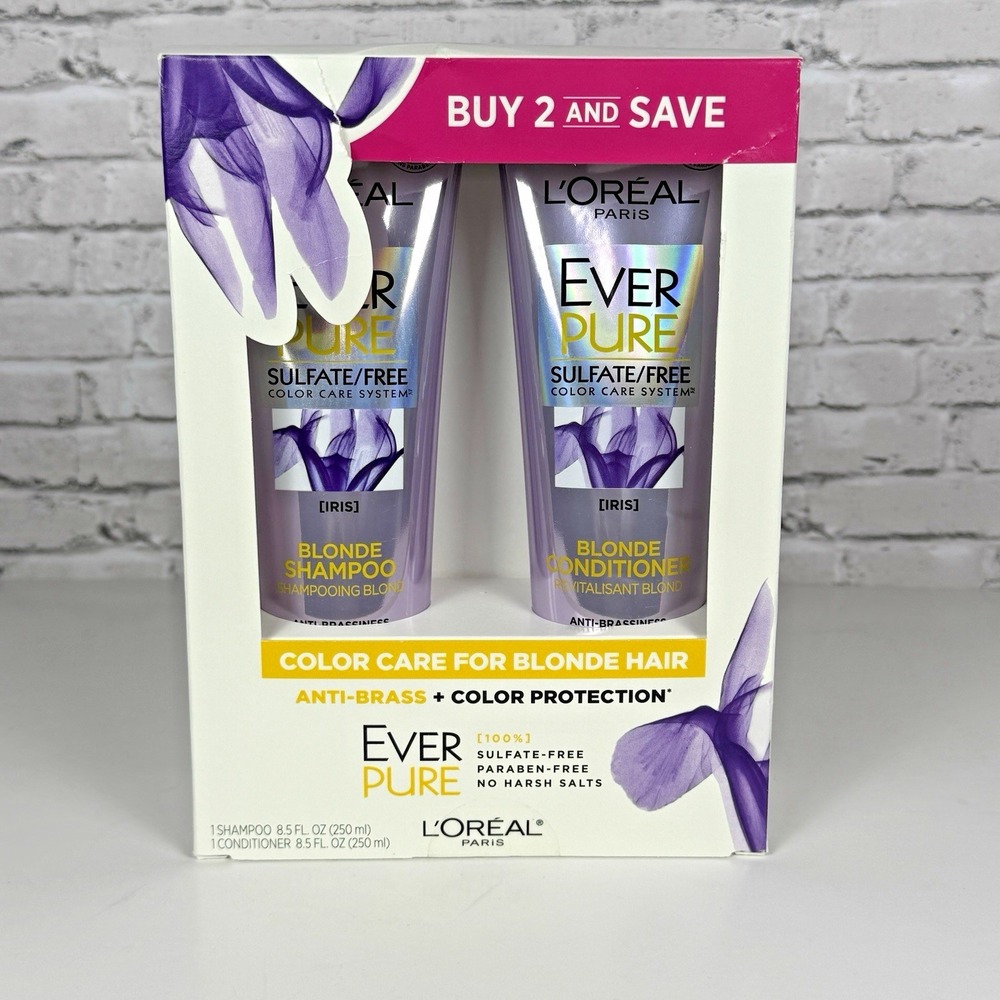 L'Oreal IRIS Ever Pure Sulfate Free Color Care Blonde Shampoo & Conditioner 8.5